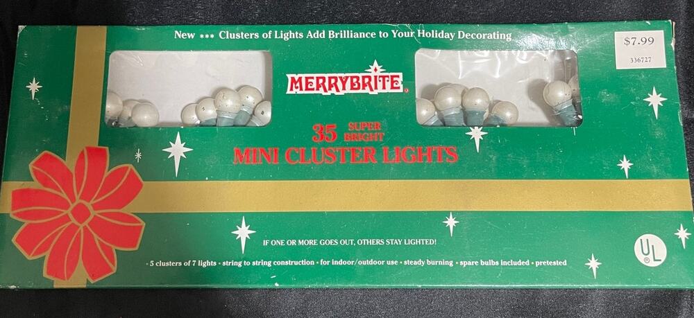 Vintage Merry Bright Mini Cluster Lights - 35 Super Bright NIB Tested Works